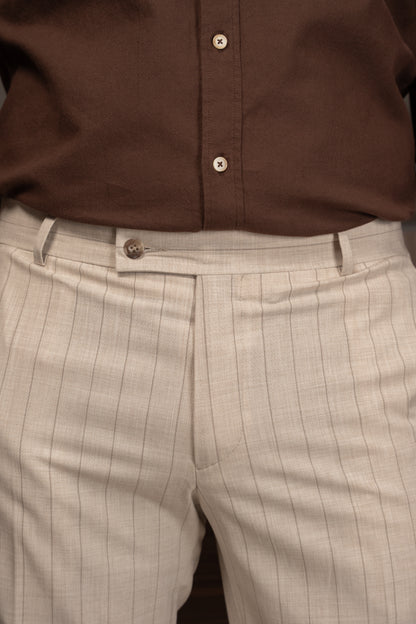 BEIGE LINED DOBETTI SUIT