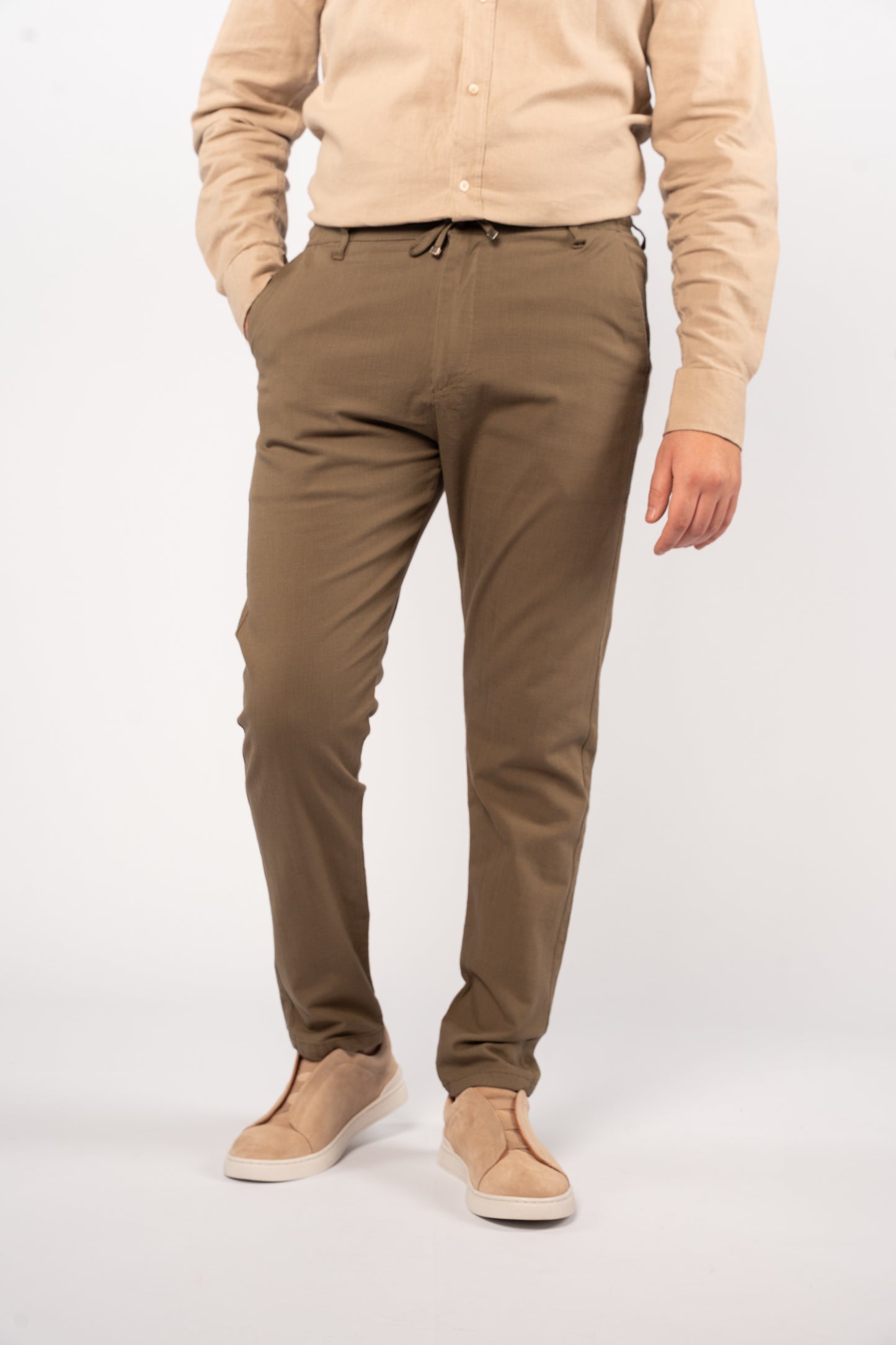 OLIVE LINEN TROUSERS