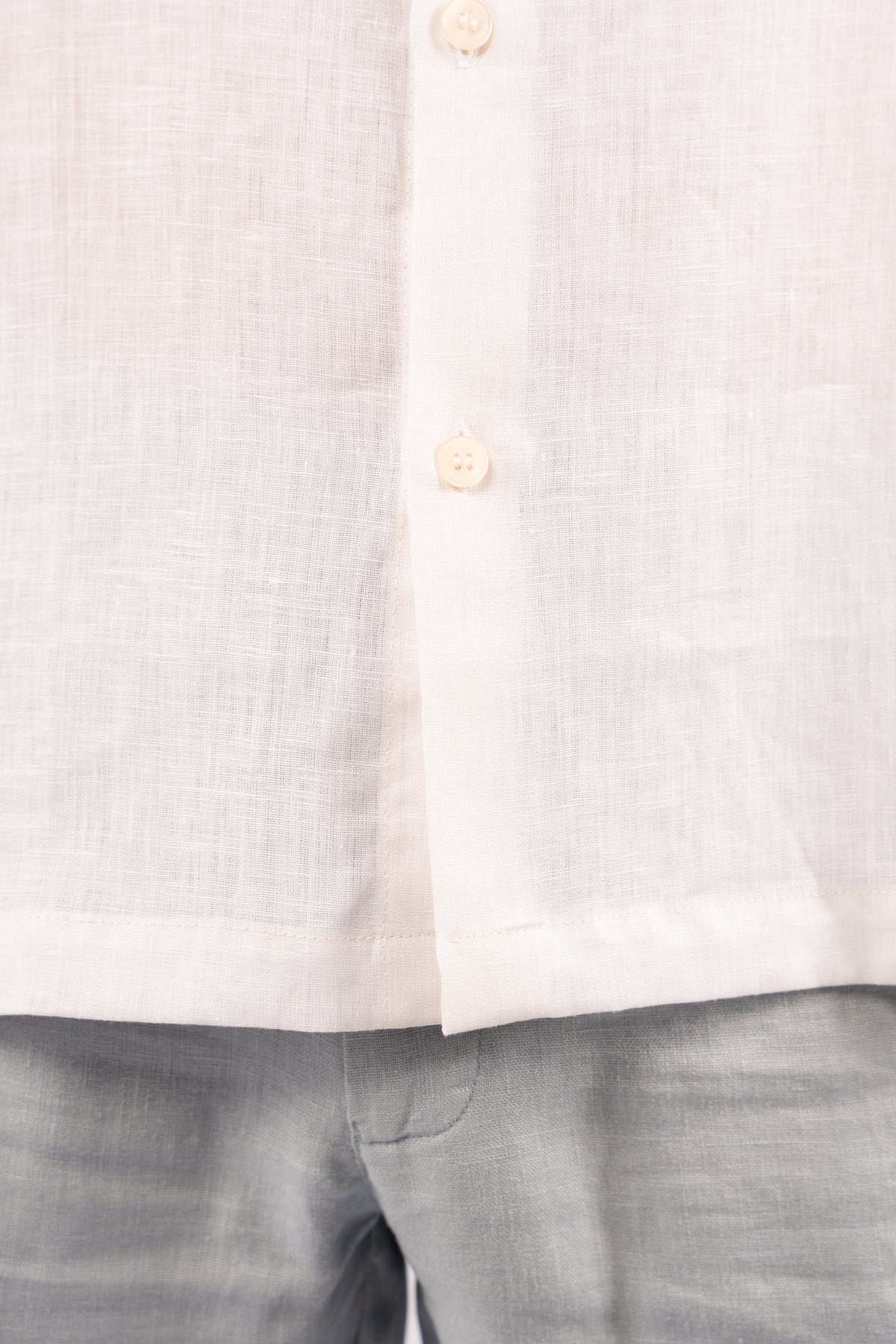 WHITE HALF SLEEVE 100% LINEN SHIRT