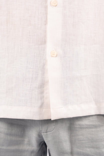 WHITE HALF SLEEVE 100% LINEN SHIRT
