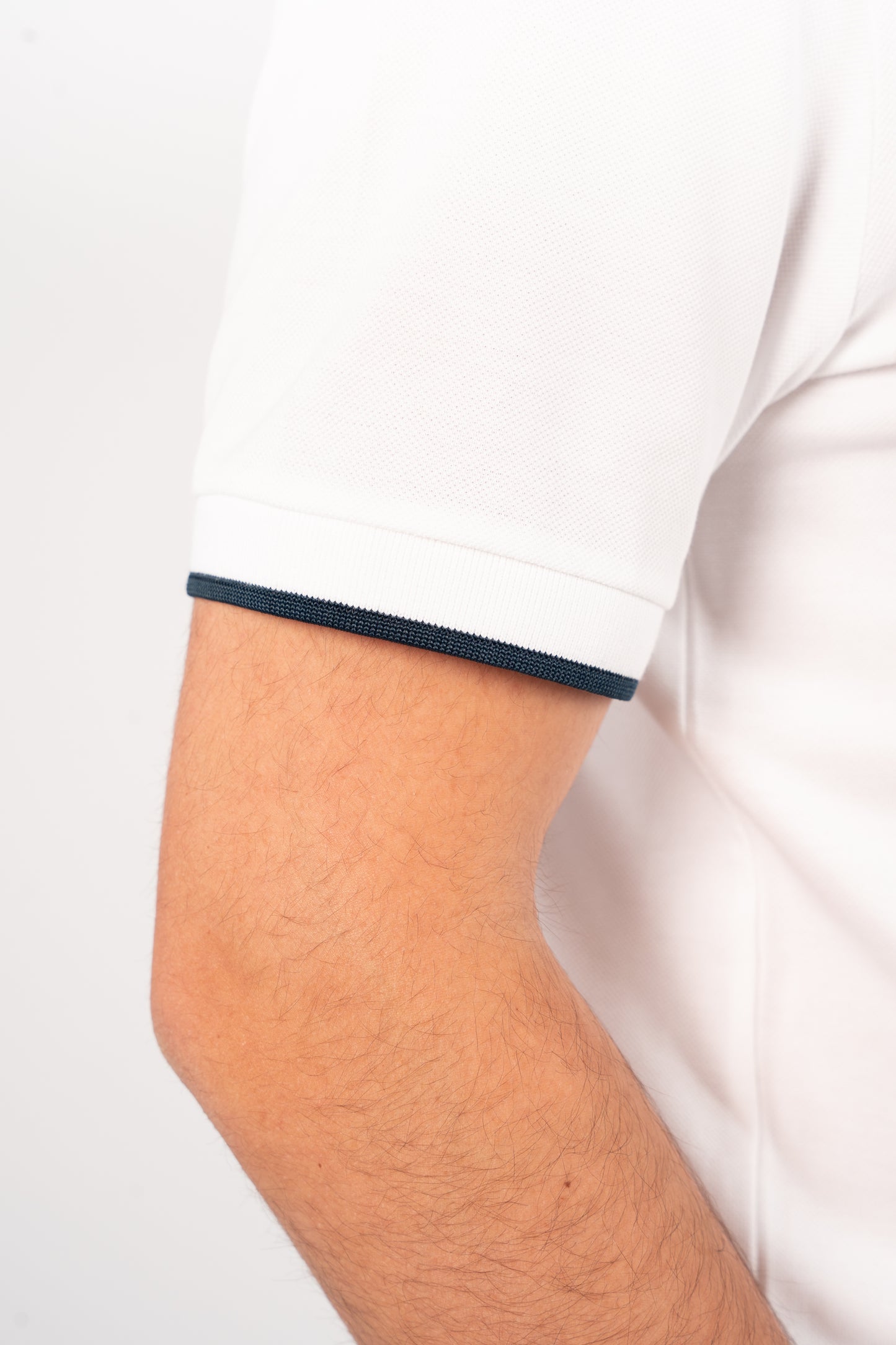 WHITE NAVY LINE VNECK POLO