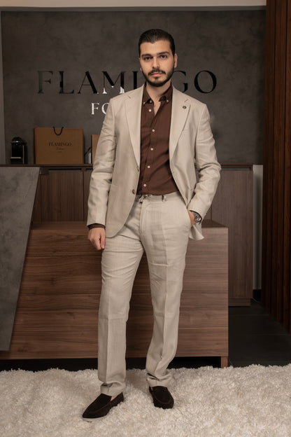 BEIGE CASUAL LINEN SUIT