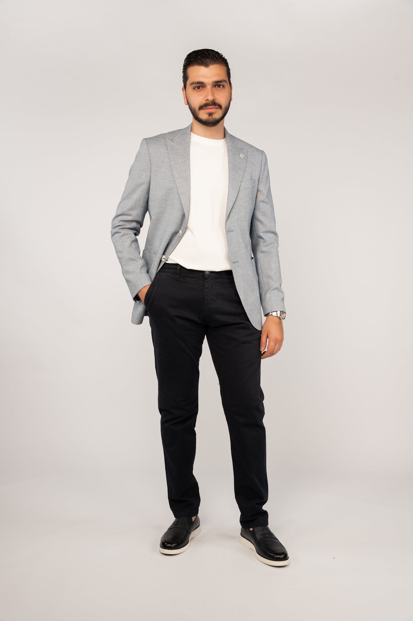 BLUE SEMI LINEN BLAZER