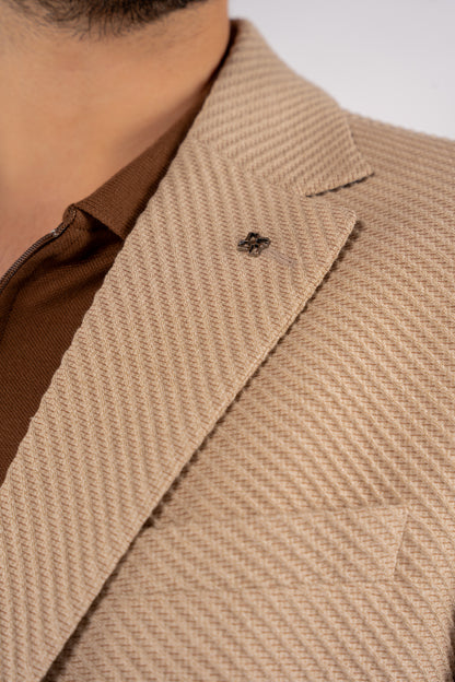 BEIGE DIAGONAL TEXTURE BLAZER