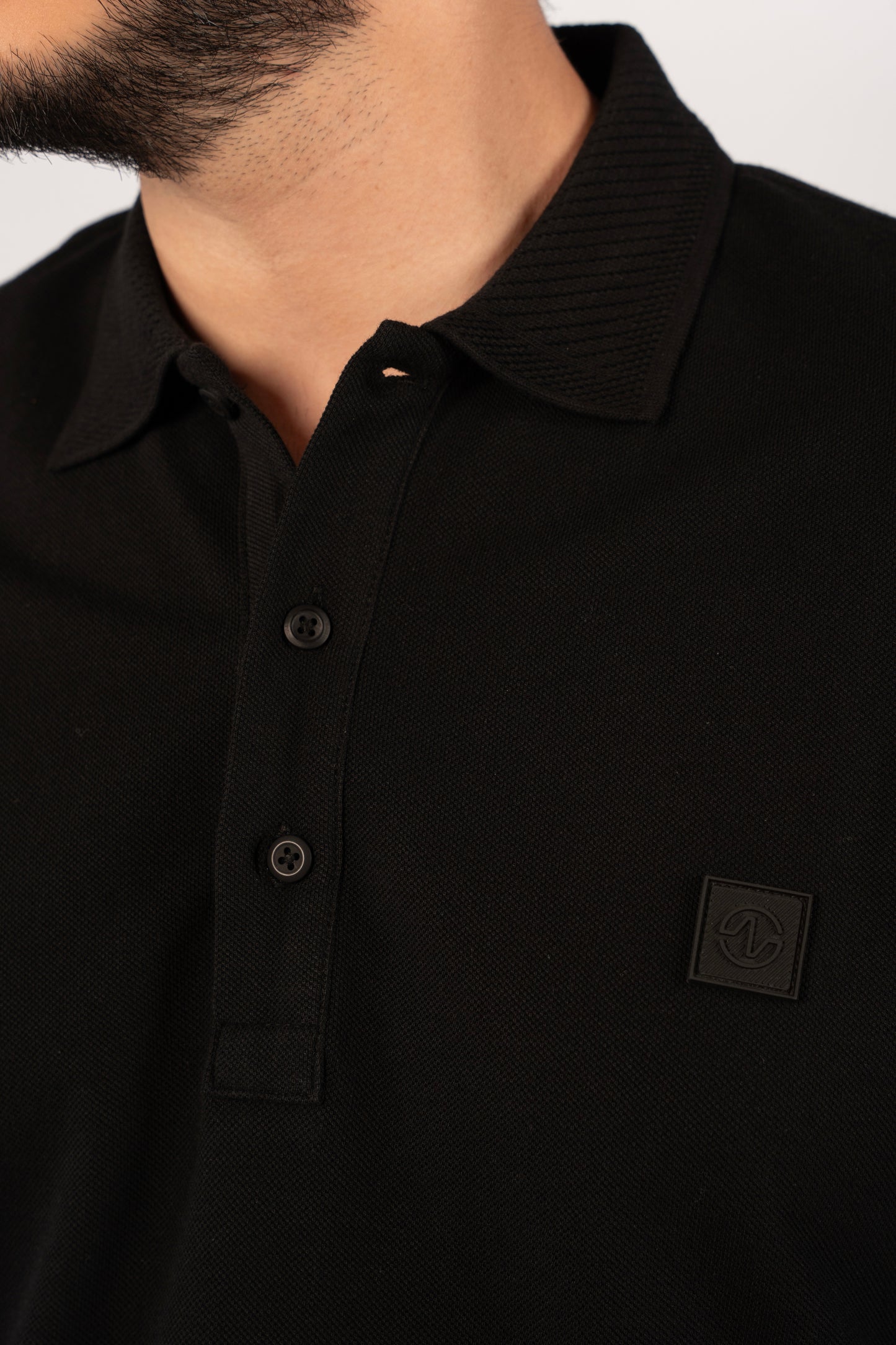 BLACK CASUAL BUTTON POLO