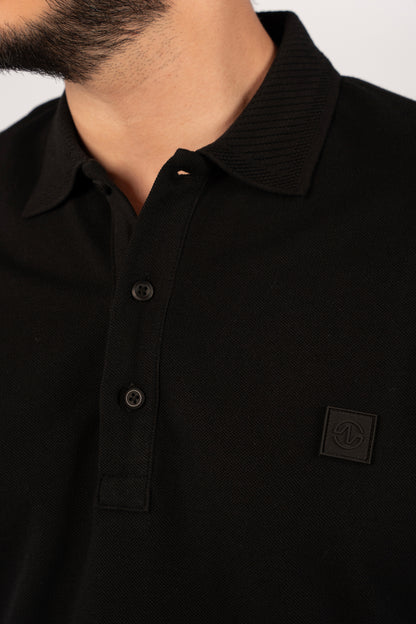 BLACK CASUAL BUTTON POLO