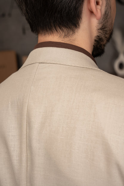 BEIGE CASUAL LINEN SUIT