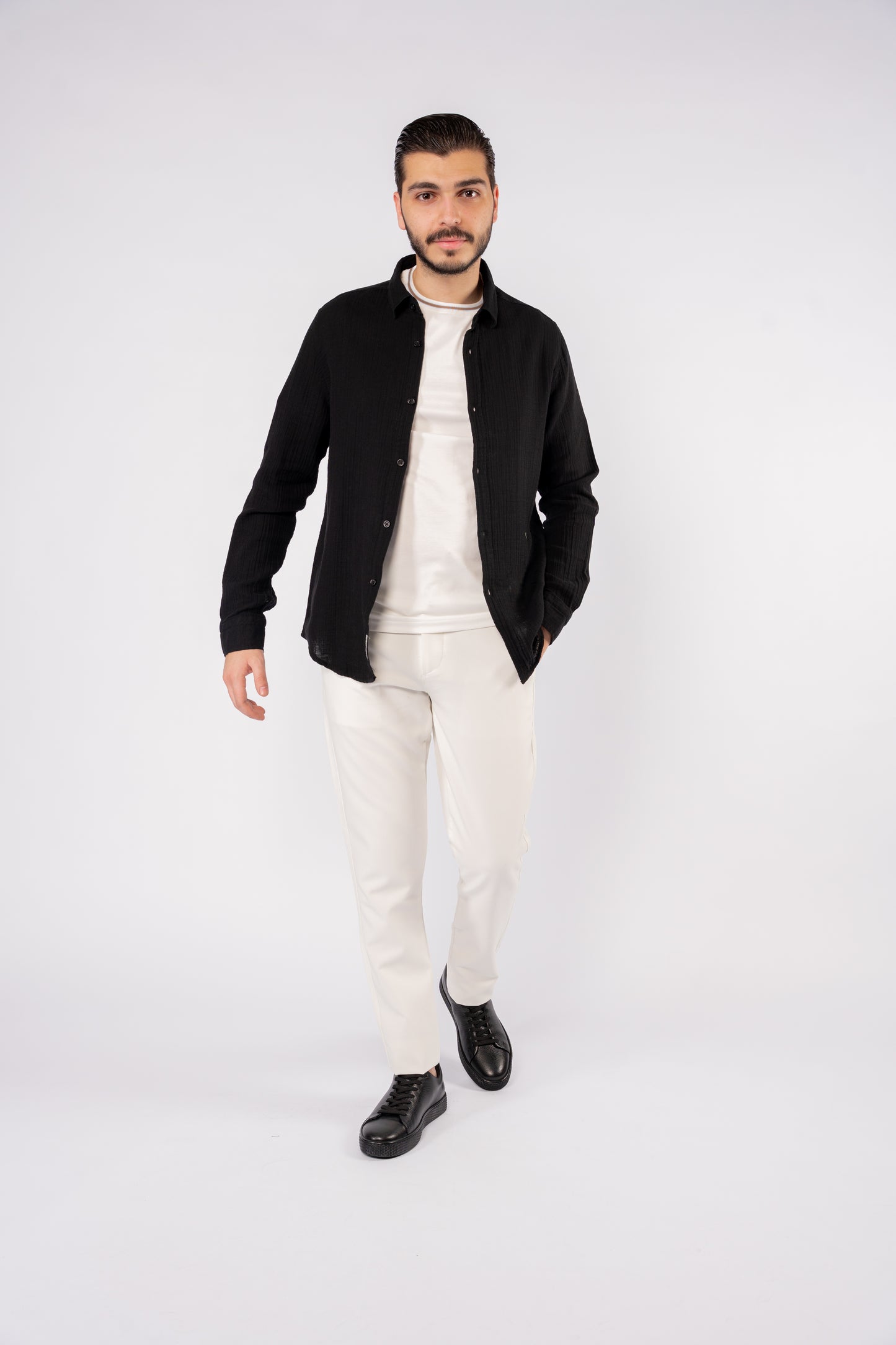 BLACK DOUBLE GAUZE SHIRT