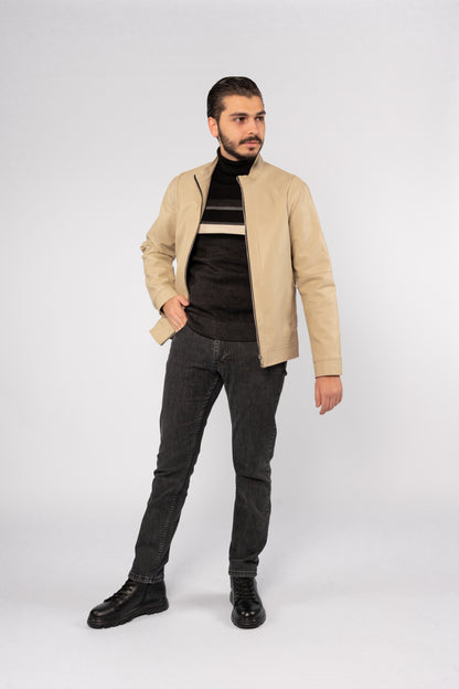 BEIGE TIMELESS LEATHER JACKET