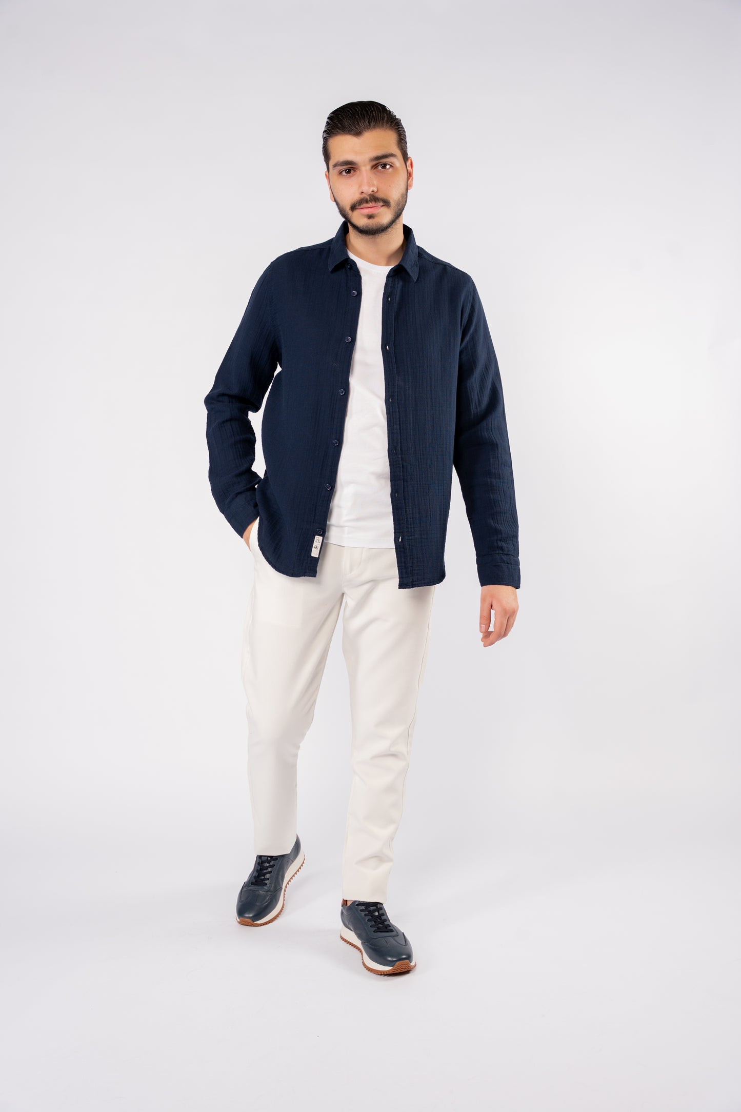 NAVY DOUBLE GAUZE SHIRT
