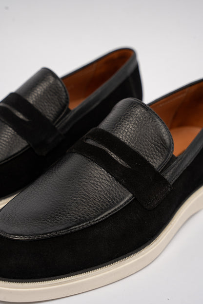 BLACK MIXED PENNY LOAFER
