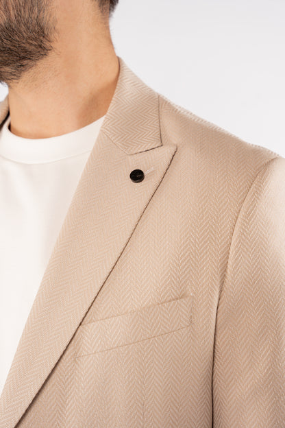 BEIGE ZIGZAG TEXTURE BLAZER