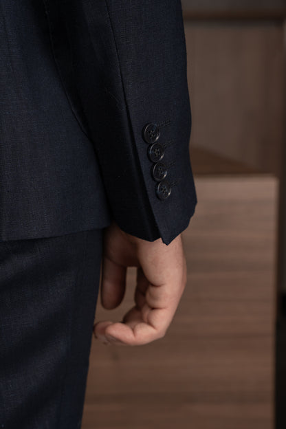 NAVY CASUAL LINEN SUIT