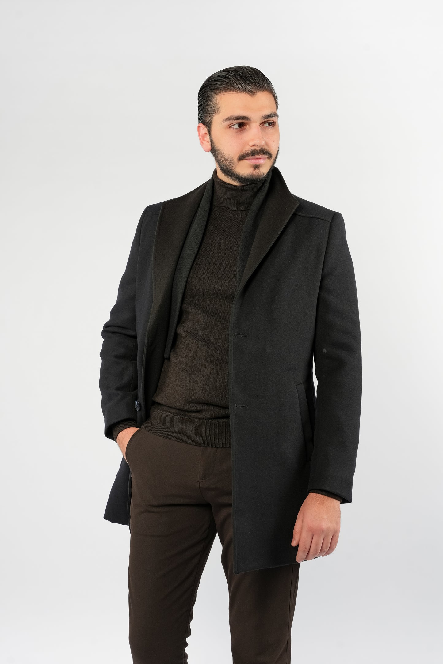 NAVY SOPHISTICATED WOOL COAT