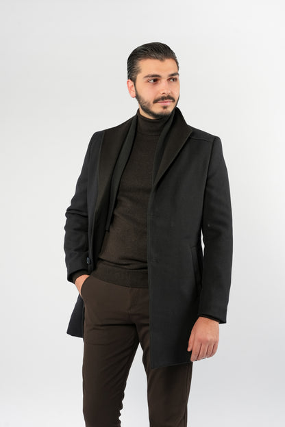NAVY SOPHISTICATED WOOL COAT