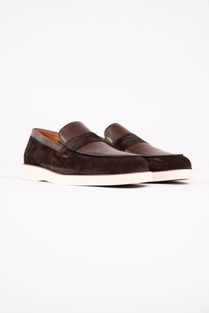BROWN MIXED PENNY LOAFER