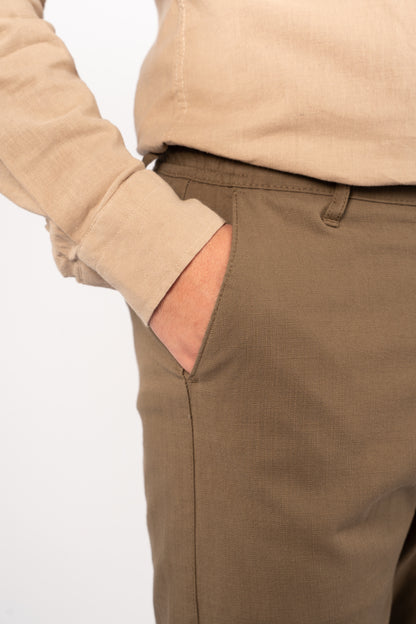 OLIVE LINEN TROUSERS
