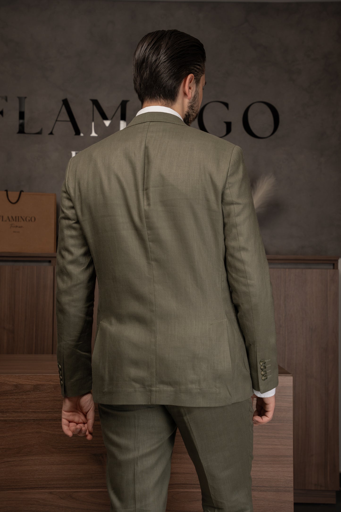 OLIVE CASUAL LINEN SUIT