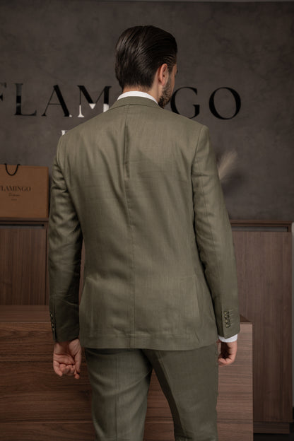 OLIVE CASUAL LINEN SUIT