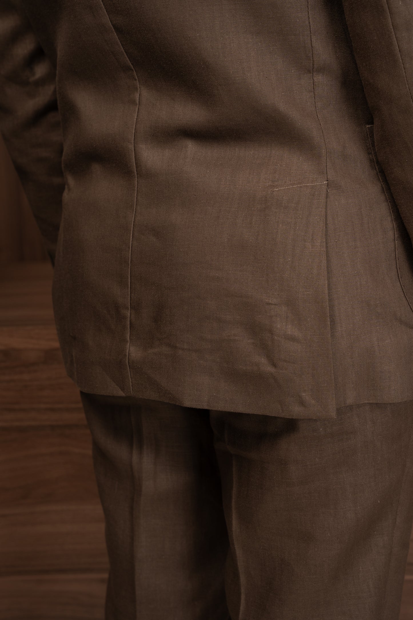 BROWN CASUAL LINEN SUIT