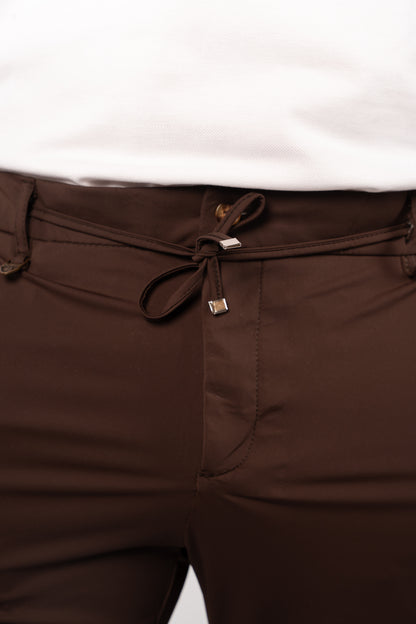 BROWN SEMI CASUAL SPANDEX PANT
