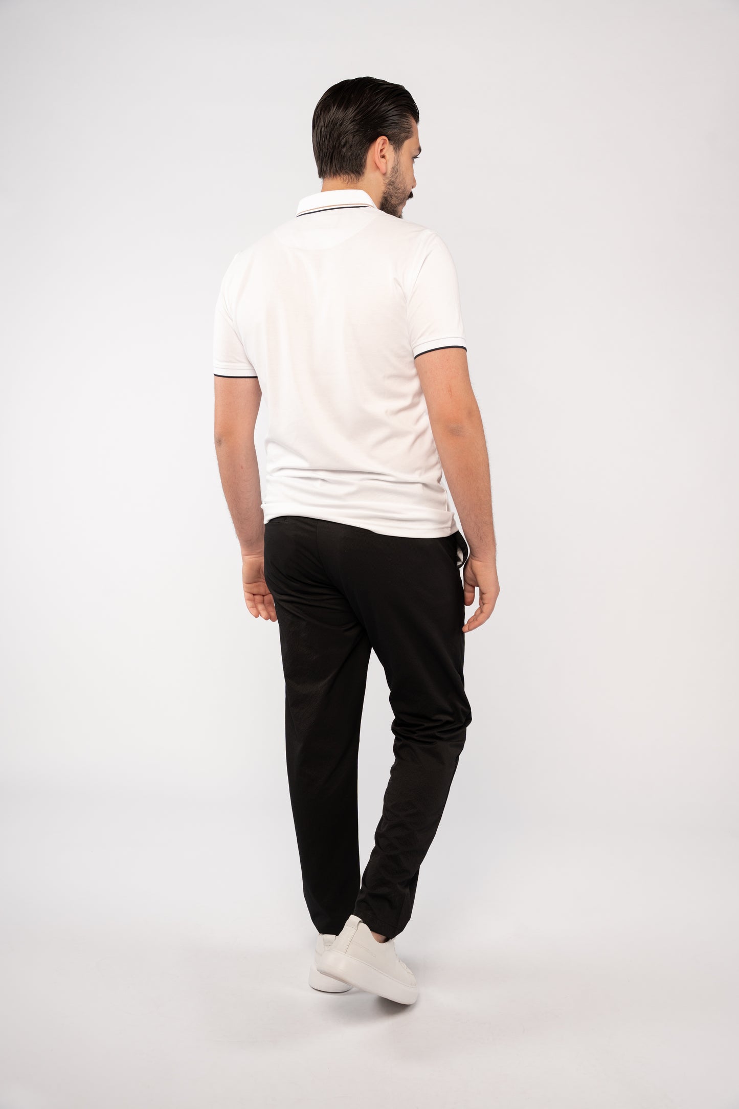 WHITE CASUAL COLLAR MERCERIZED POLO