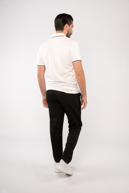 WHITE CASUAL COLLAR MERCERIZED POLO