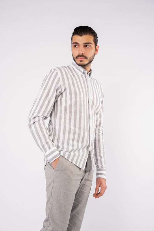 GREY LINED LINEN SHIRT