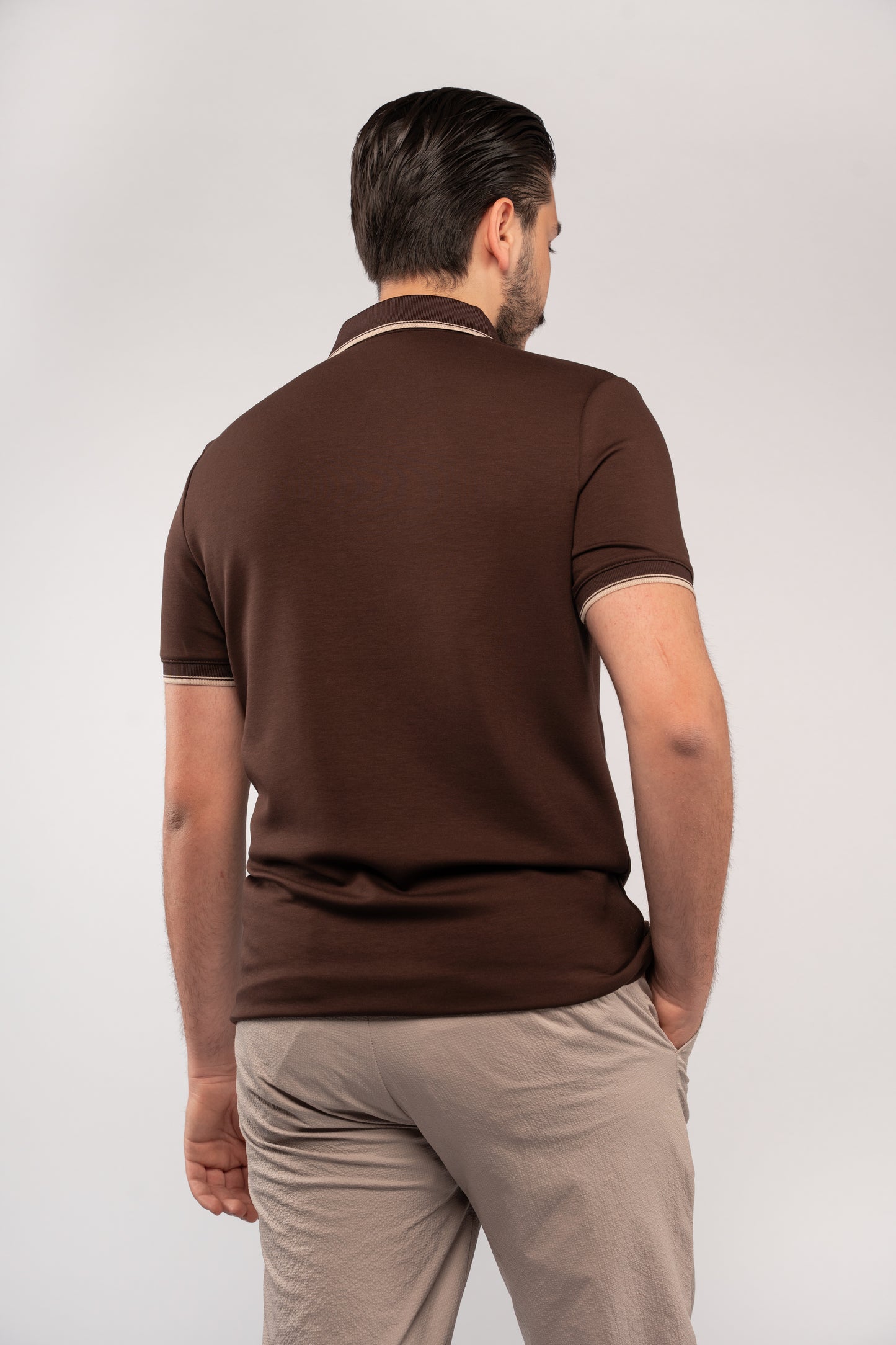 BROWN CLIP BUTTON POLO