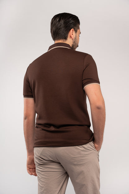 BROWN CLIP BUTTON POLO