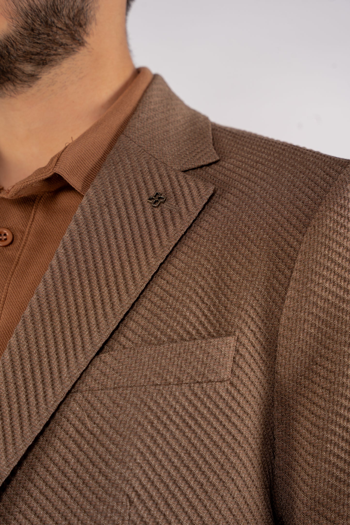 MOCHA DIAGONAL TEXTURE BLAZER