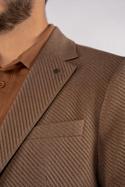 MOCHA DIAGONAL TEXTURE BLAZER