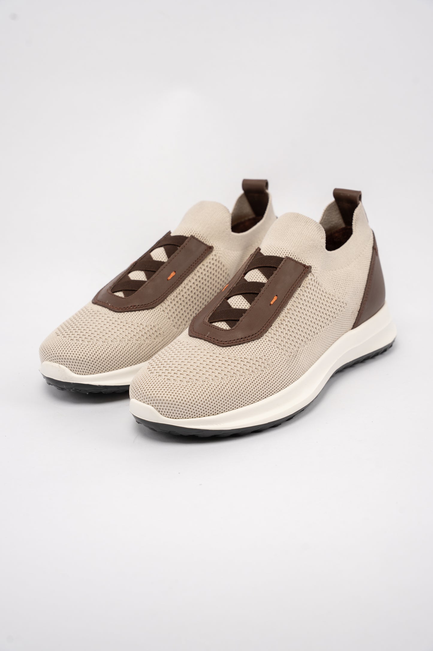BEIGE BROWN CASUAL ELASTIC SNEAKER