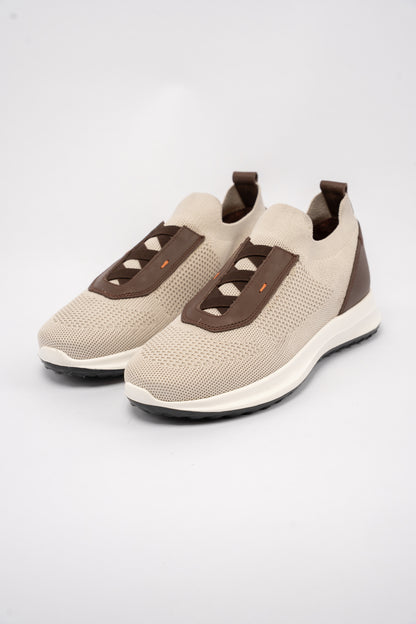 BEIGE BROWN CASUAL ELASTIC SNEAKER