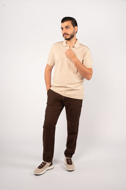 BEIGE CASUAL BUTTON POLO