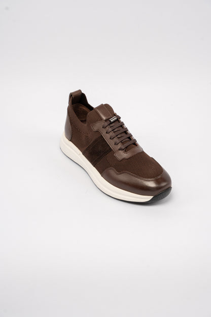BROWN MIX MATERIAL SNEAKER