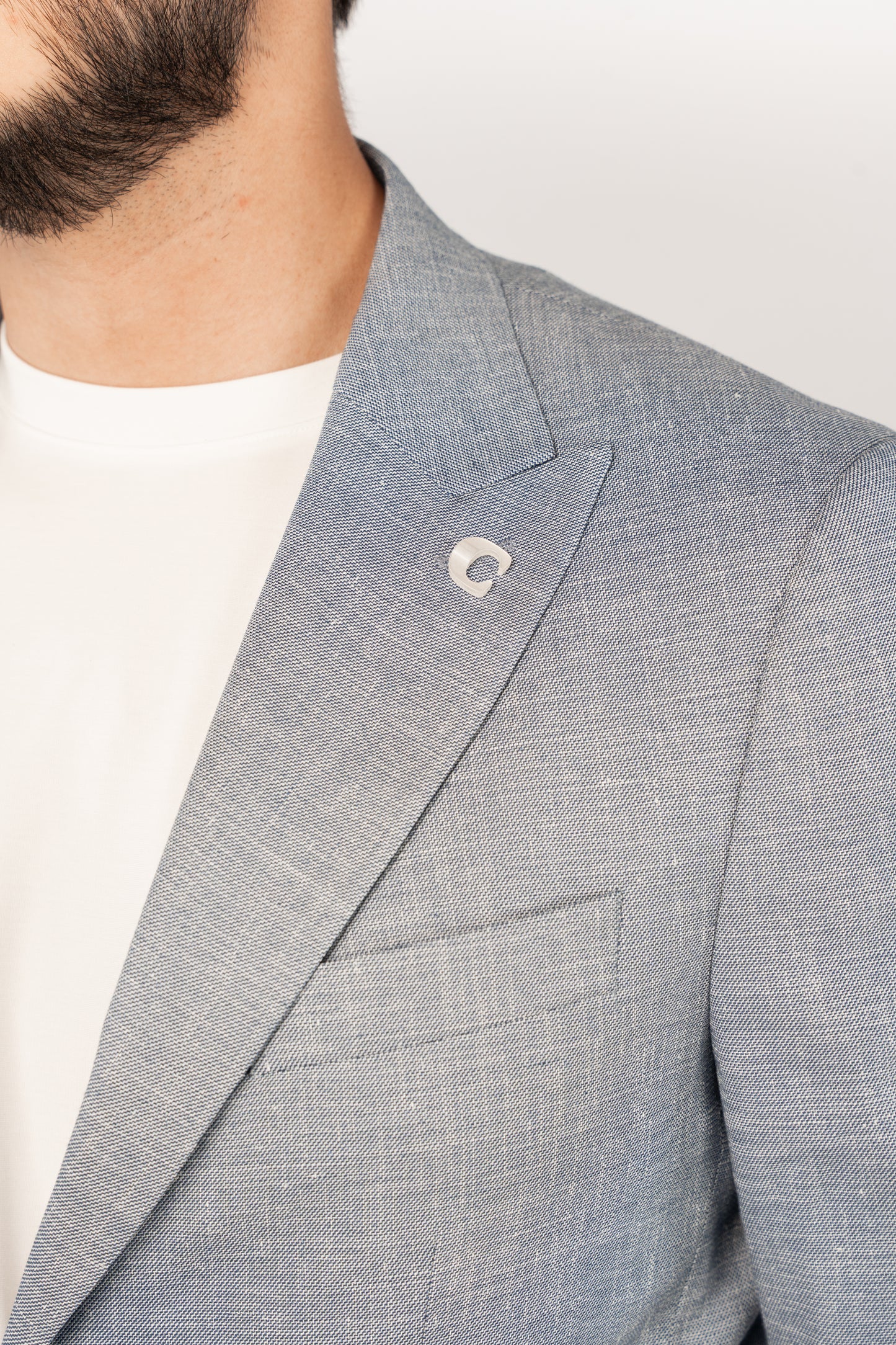 BLUE SEMI LINEN BLAZER