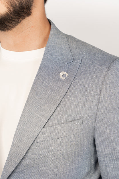 BLUE SEMI LINEN BLAZER