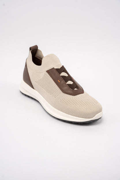 BEIGE BROWN CASUAL ELASTIC SNEAKER