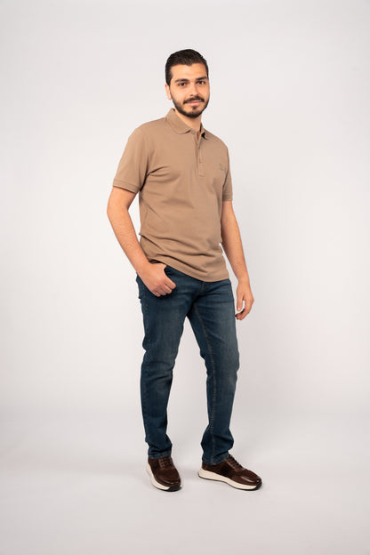 BEIGE CASUAL BUTTON POLO