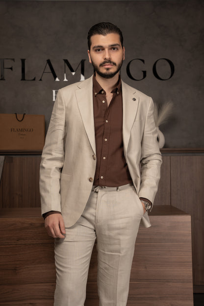 BEIGE CASUAL LINEN SUIT