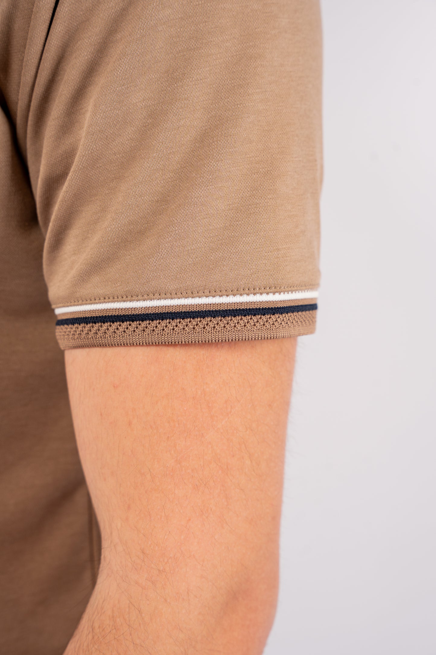 BEIGE MIXED COLLAR POLO