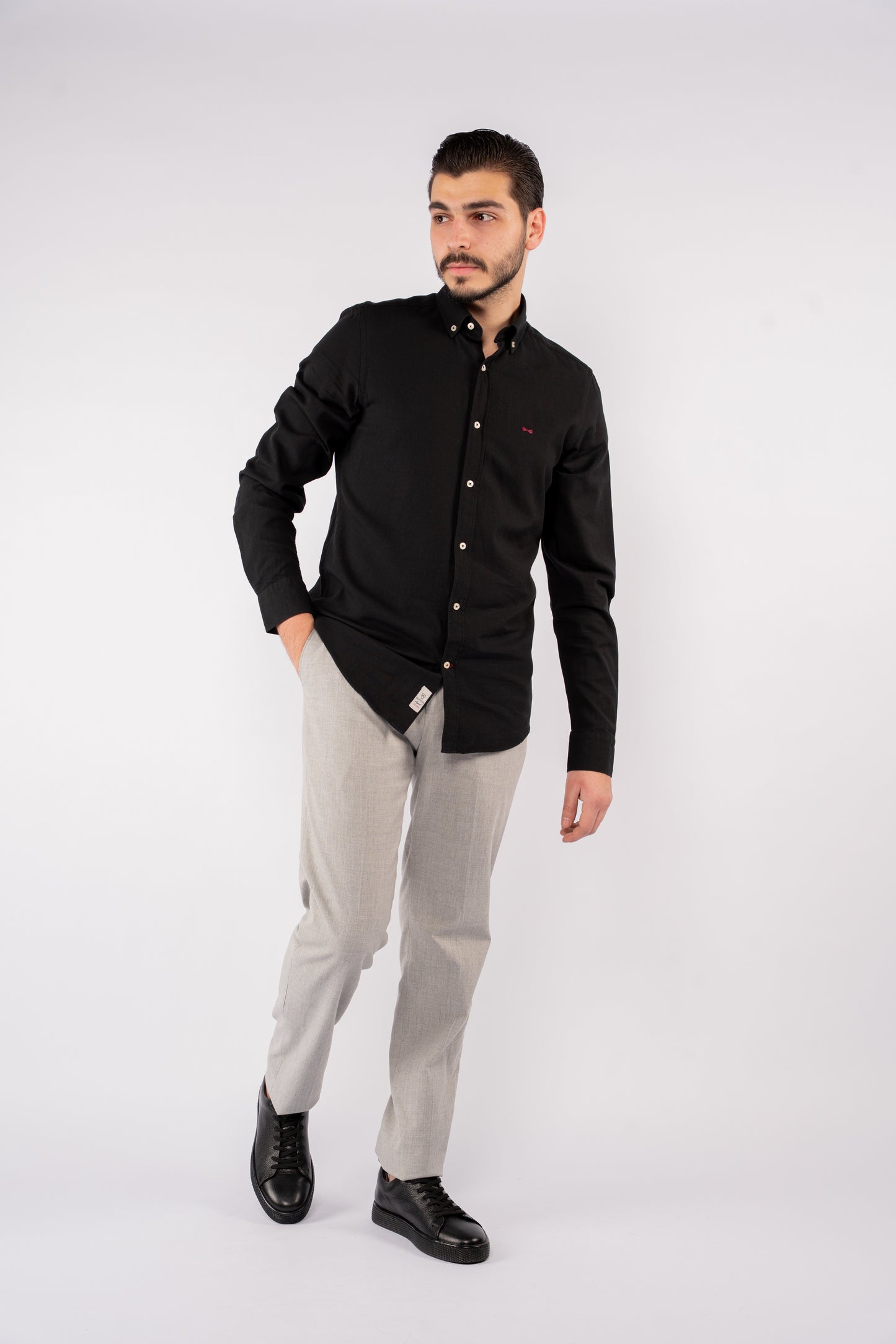 BLACK PIQUET SHIRT
