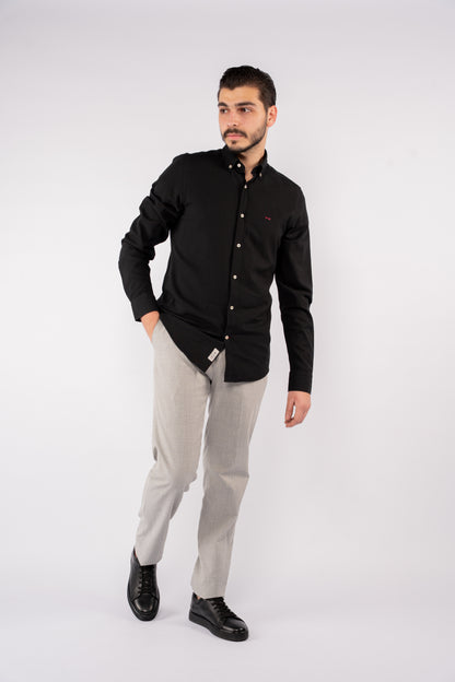 BLACK PIQUET SHIRT