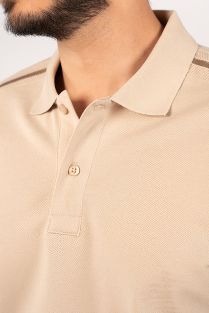 BEIGE CASUAL BUTTON POLO