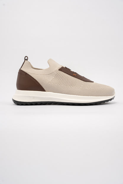 BEIGE BROWN CASUAL ELASTIC SNEAKER