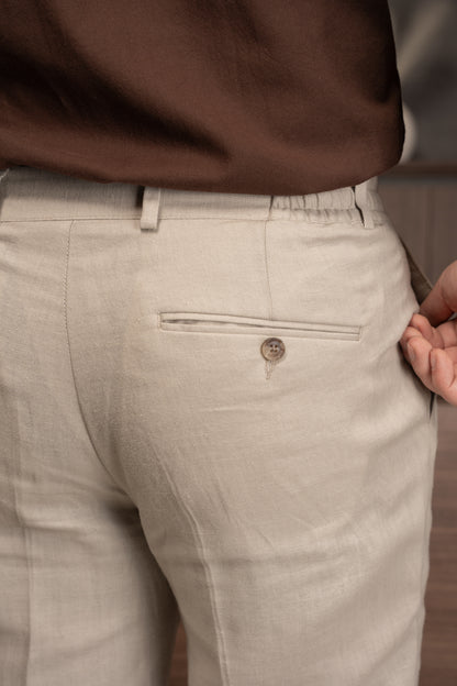 BEIGE CASUAL LINEN SUIT
