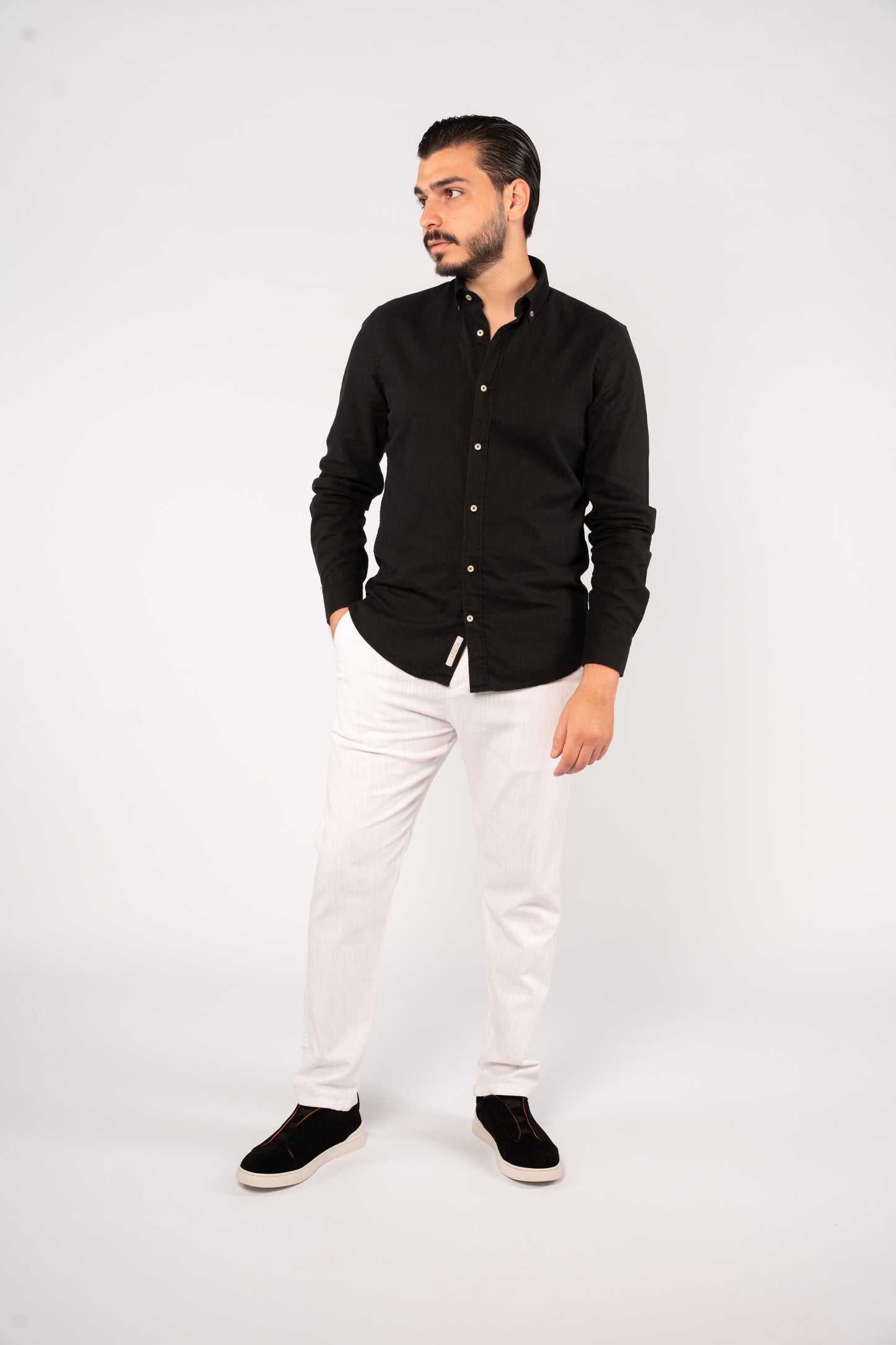 BLACK LINEN SHIRT