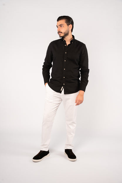 BLACK LINEN SHIRT