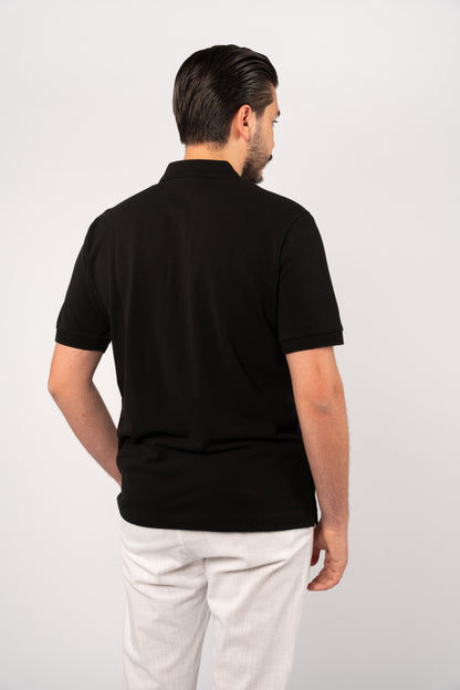 BLACK CASUAL BUTTON POLO
